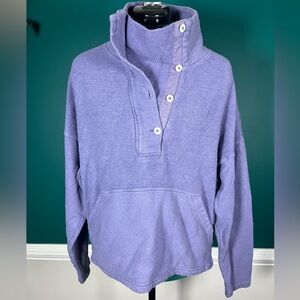 Purple quarter Button-Up Pullover terry cloth type material
